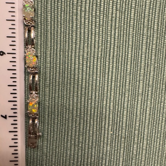 925 Sterling Silver and Opal Bracelet - Picture 5 of 6